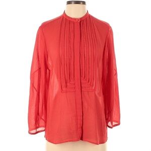 DIANE VON FURSTENBERG 3/4 SLEEVE CORAL BLOUSE SIZE 4